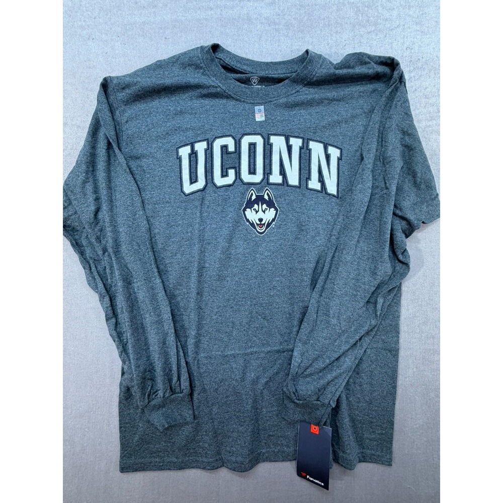 NWT UCONN Connecticut University Long Sleeve shirt Gray Size Large NCAA